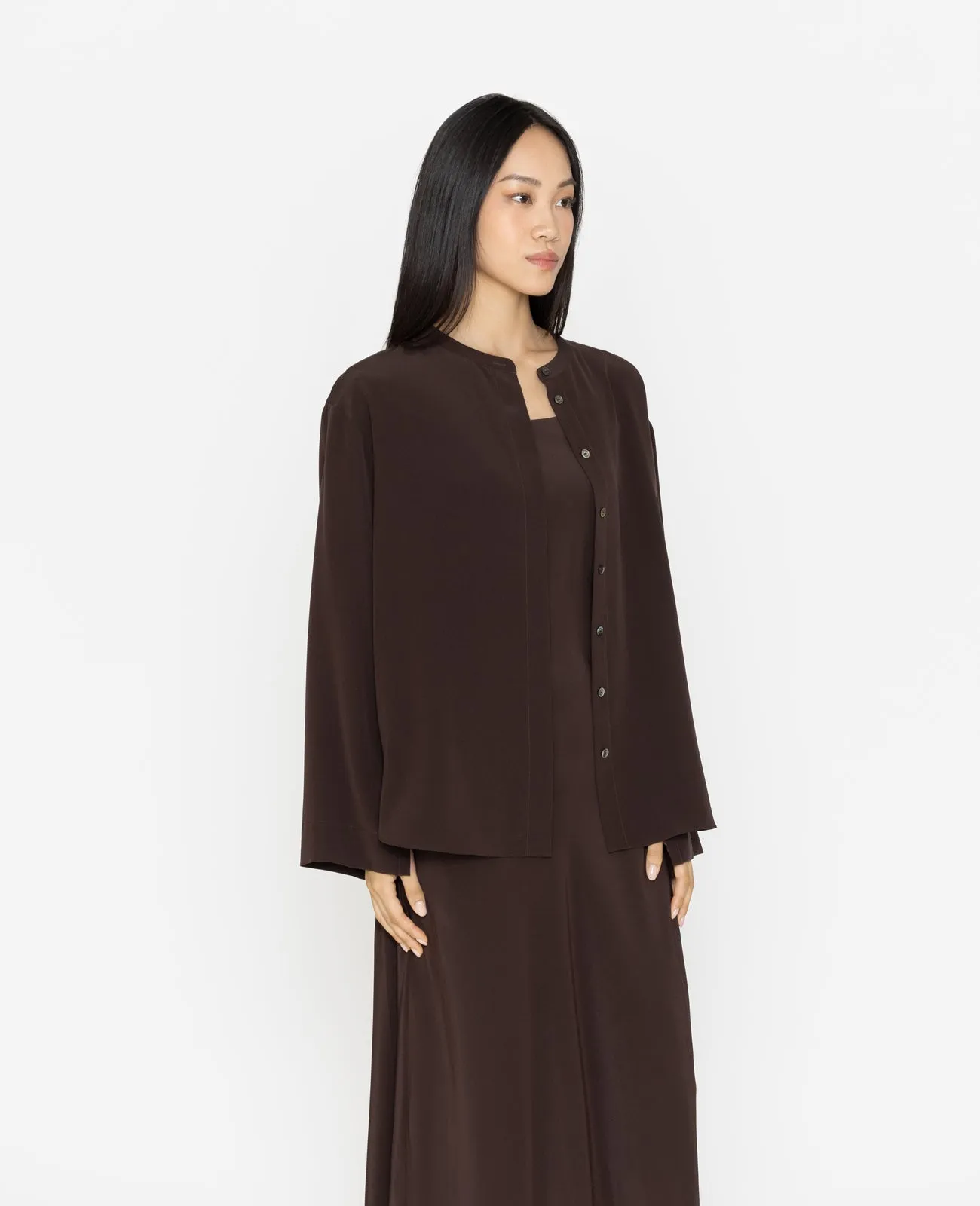 Silk Band Collar Shirt