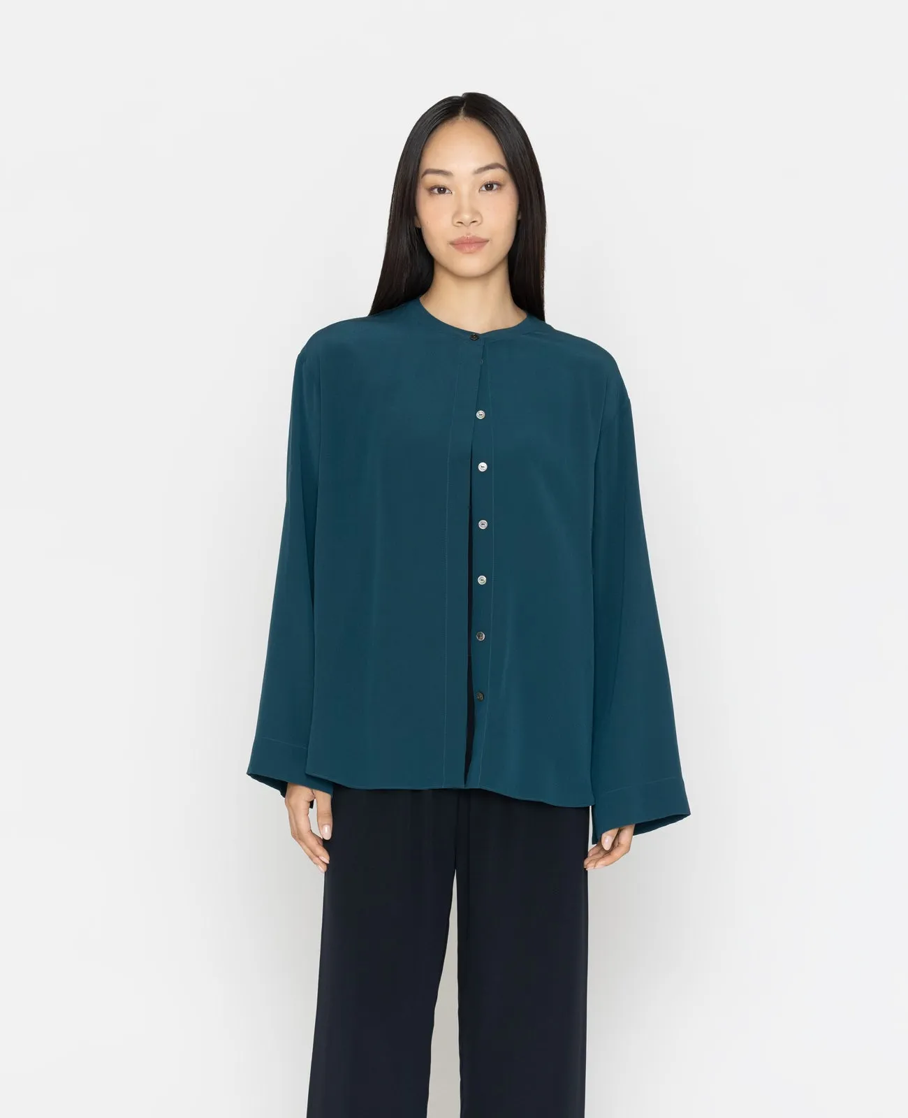 Silk Band Collar Shirt