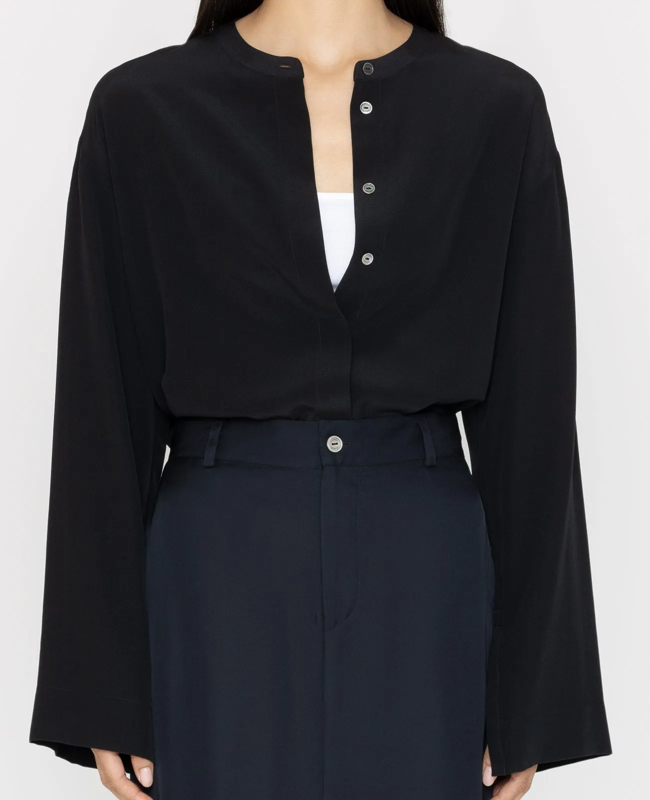 Silk Band Collar Shirt