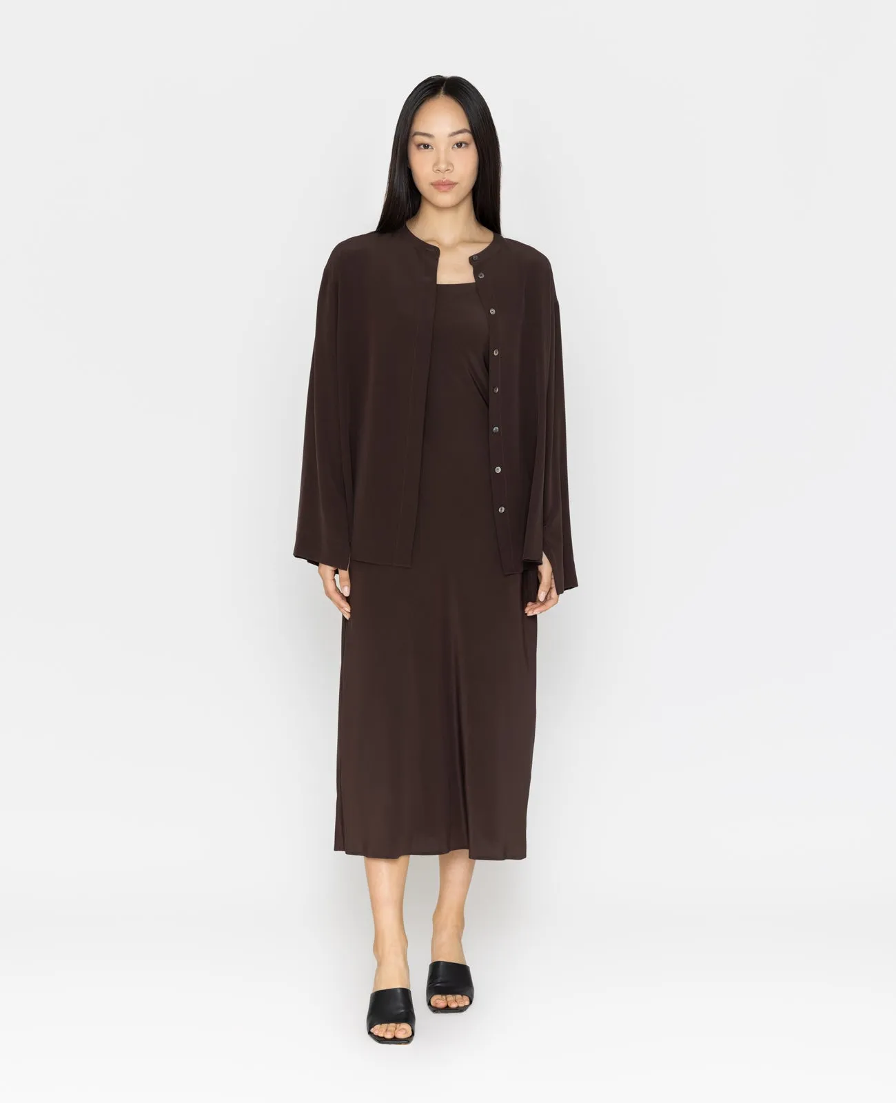 Silk Band Collar Shirt