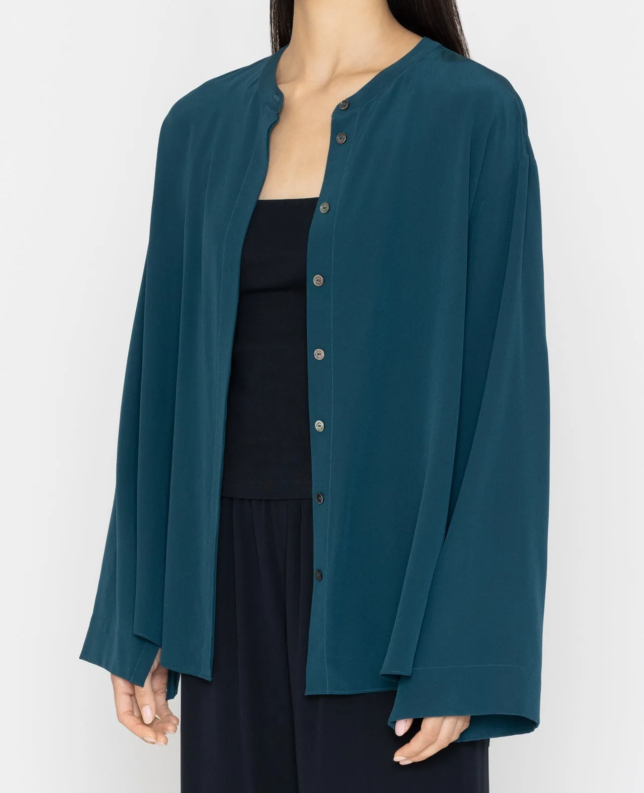 Silk Band Collar Shirt