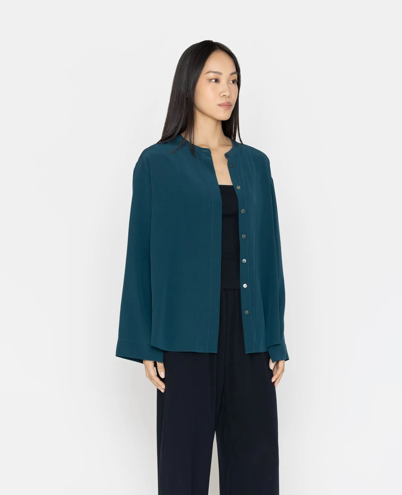 Silk Band Collar Shirt