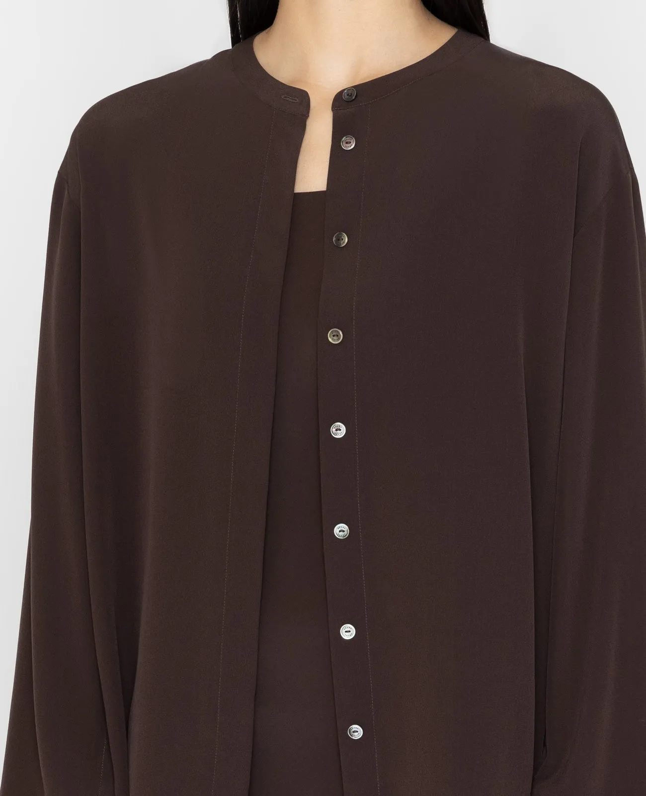 Silk Band Collar Shirt