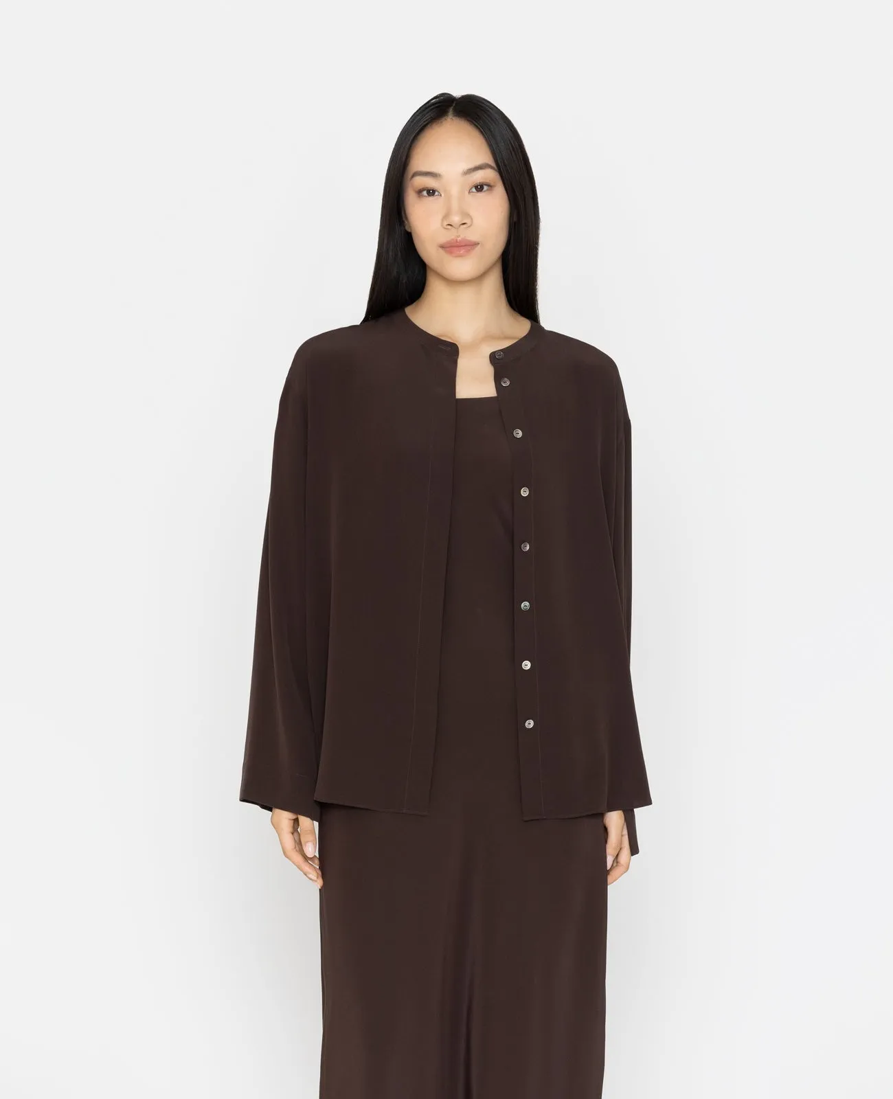 Silk Band Collar Shirt