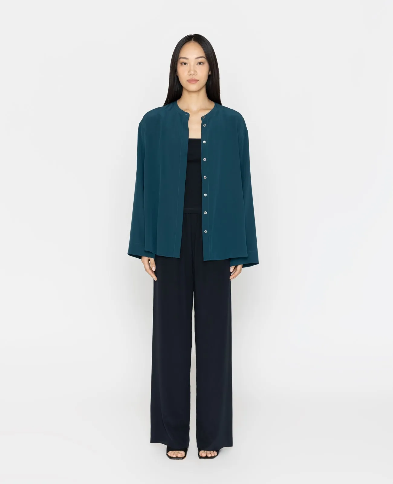 Silk Band Collar Shirt