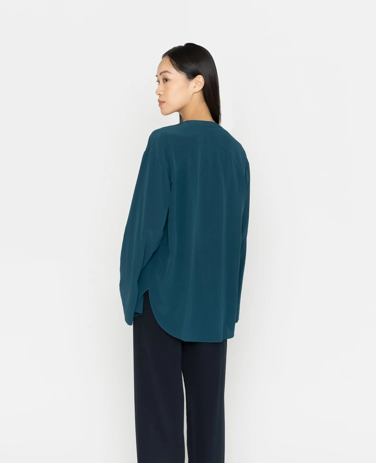 Silk Band Collar Shirt
