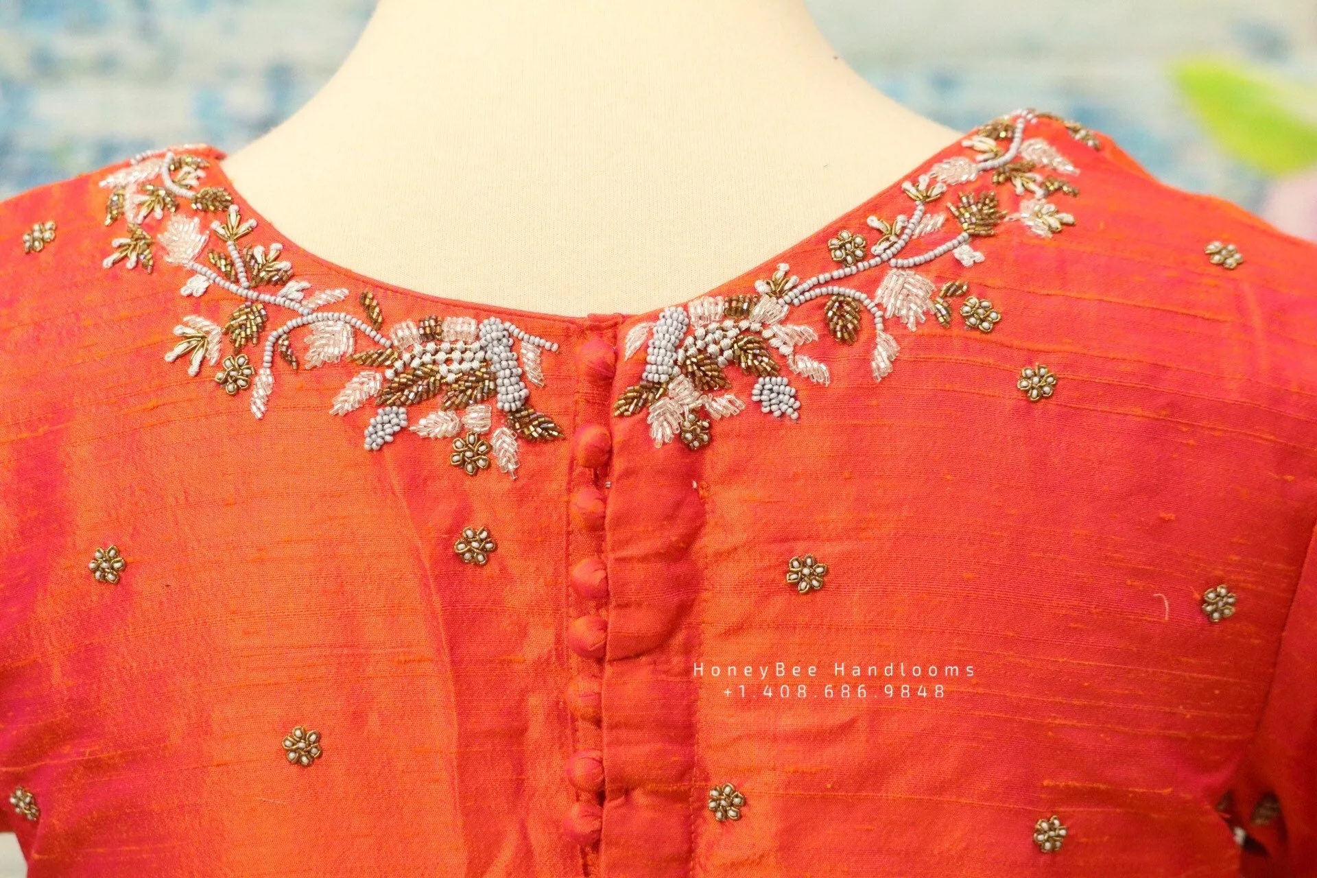 Silk Saree Blouse | Silk Blouse | zardhosi work Blouse | peach Saree Blouse | Stitched Saree Blouse | Honeybee Handlooms