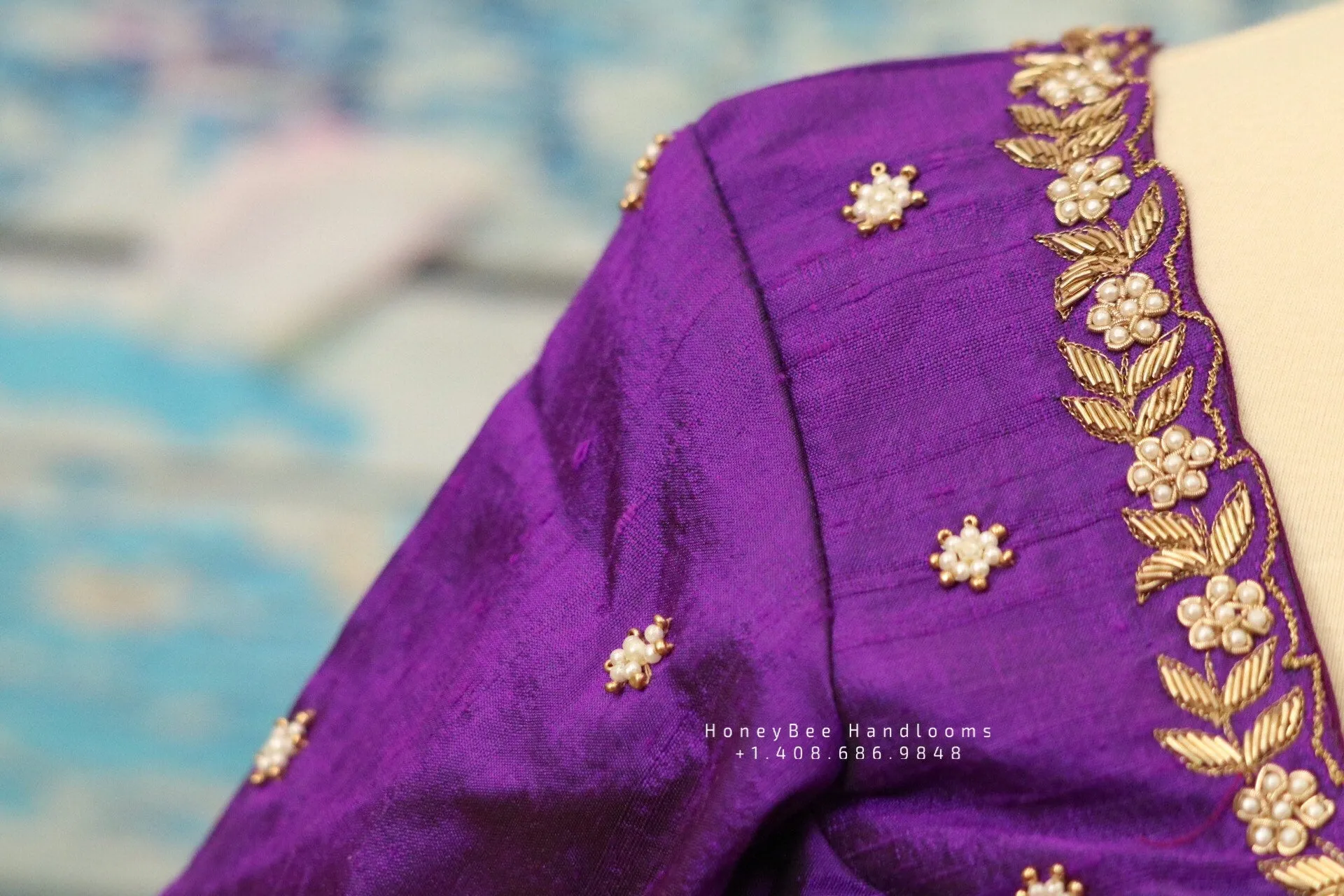 Silk Saree Blouse | Silk Blouse | zardhosi work Blouse | purple Saree Blouse | Stitched Saree Blouse | Honeybee Handlooms