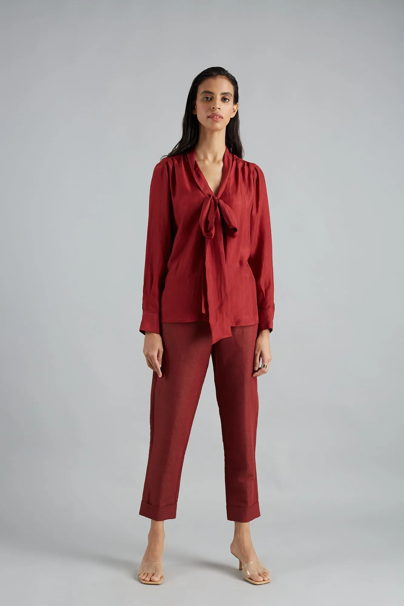 Silk Tie Neck Blouse