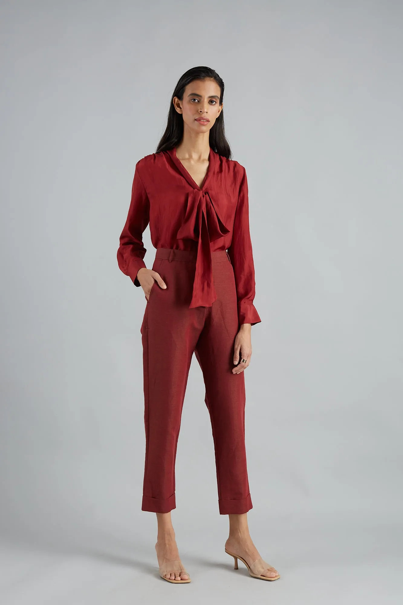 Silk Tie Neck Blouse