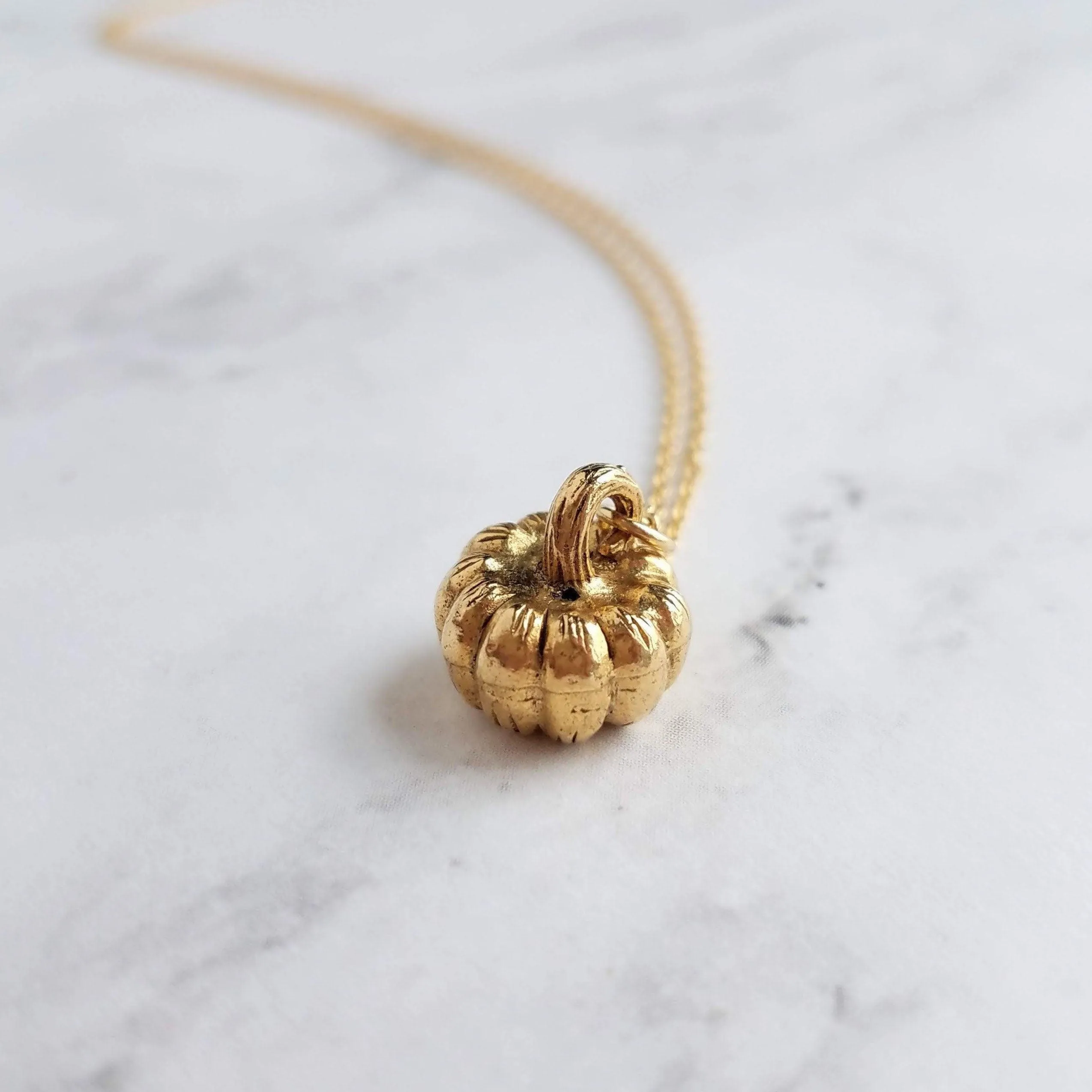 Silver Pumpkin Necklace, antique silver Halloween necklace, fall necklace, pumpkin pendant, small pumpkin charm, silver jack o lantern