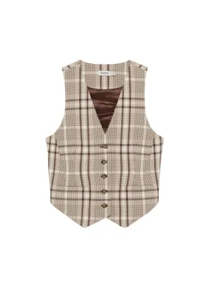 Simkhai Poppy Vest in Sand Plaid