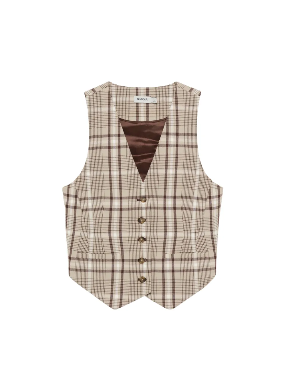 Simkhai Poppy Vest in Sand Plaid