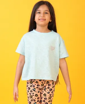 SKY SILVER HEART SUMMER GIRLS SHORT SLEEVE T-SHIRT - SKY