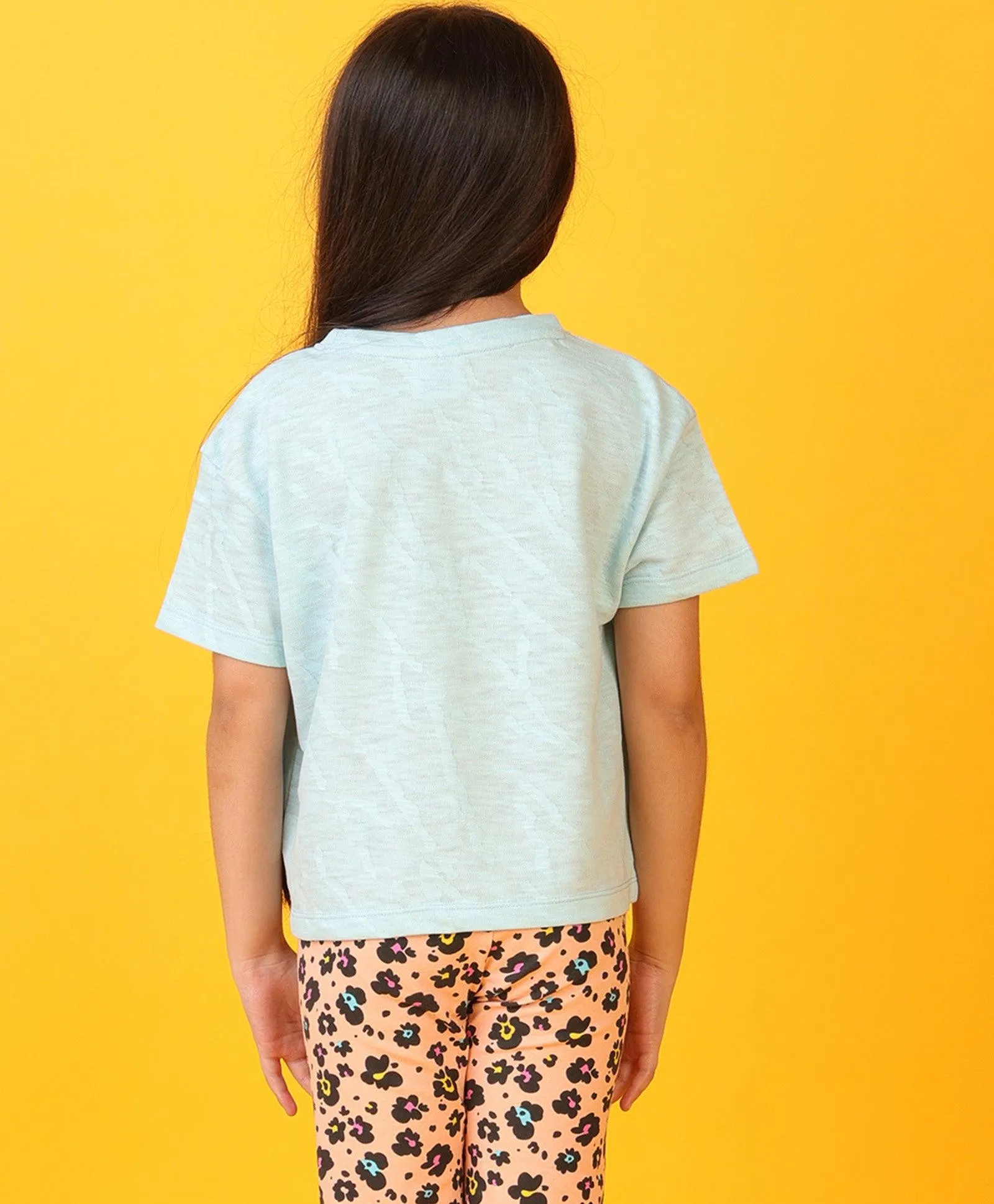 SKY SILVER HEART SUMMER GIRLS SHORT SLEEVE T-SHIRT - SKY