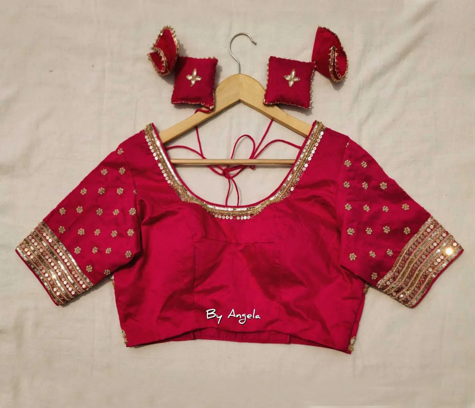 Sleeve Buta Blouse - Rani Pink