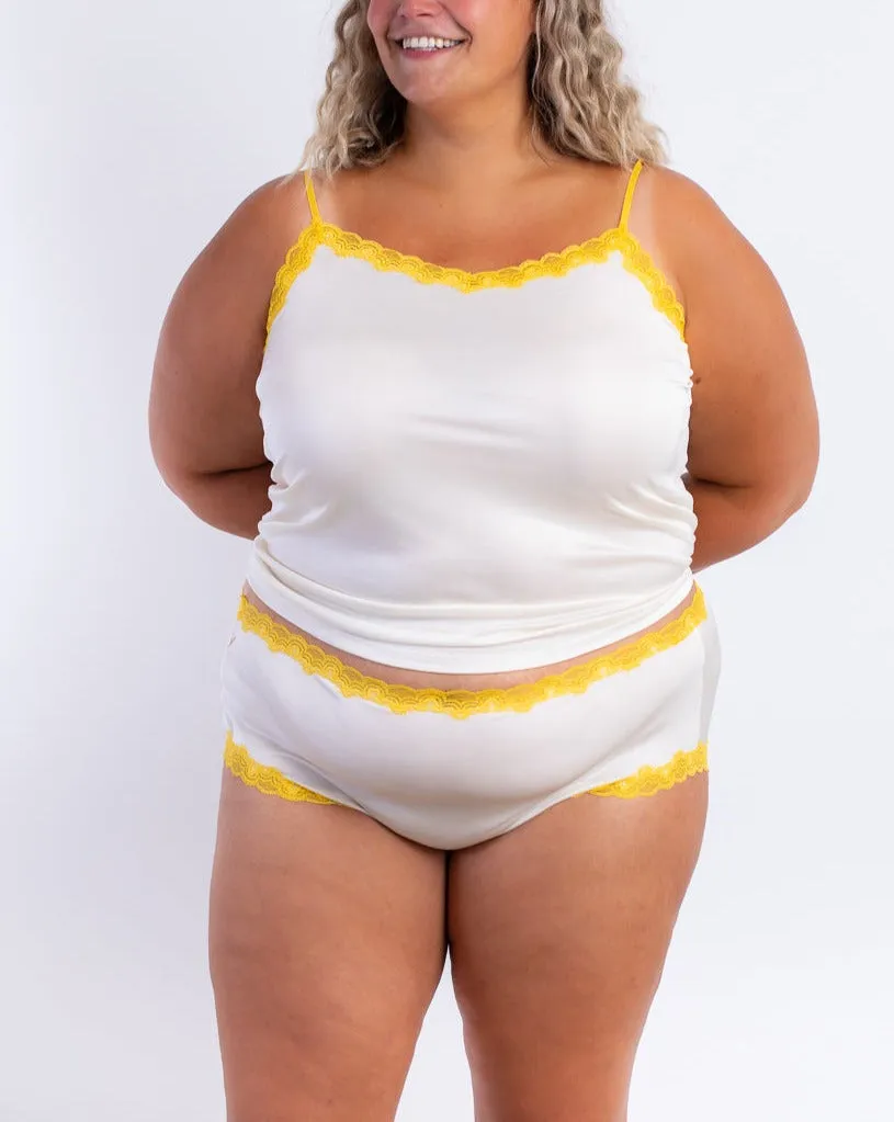 Soft Silk Camisole with Contrast Lace