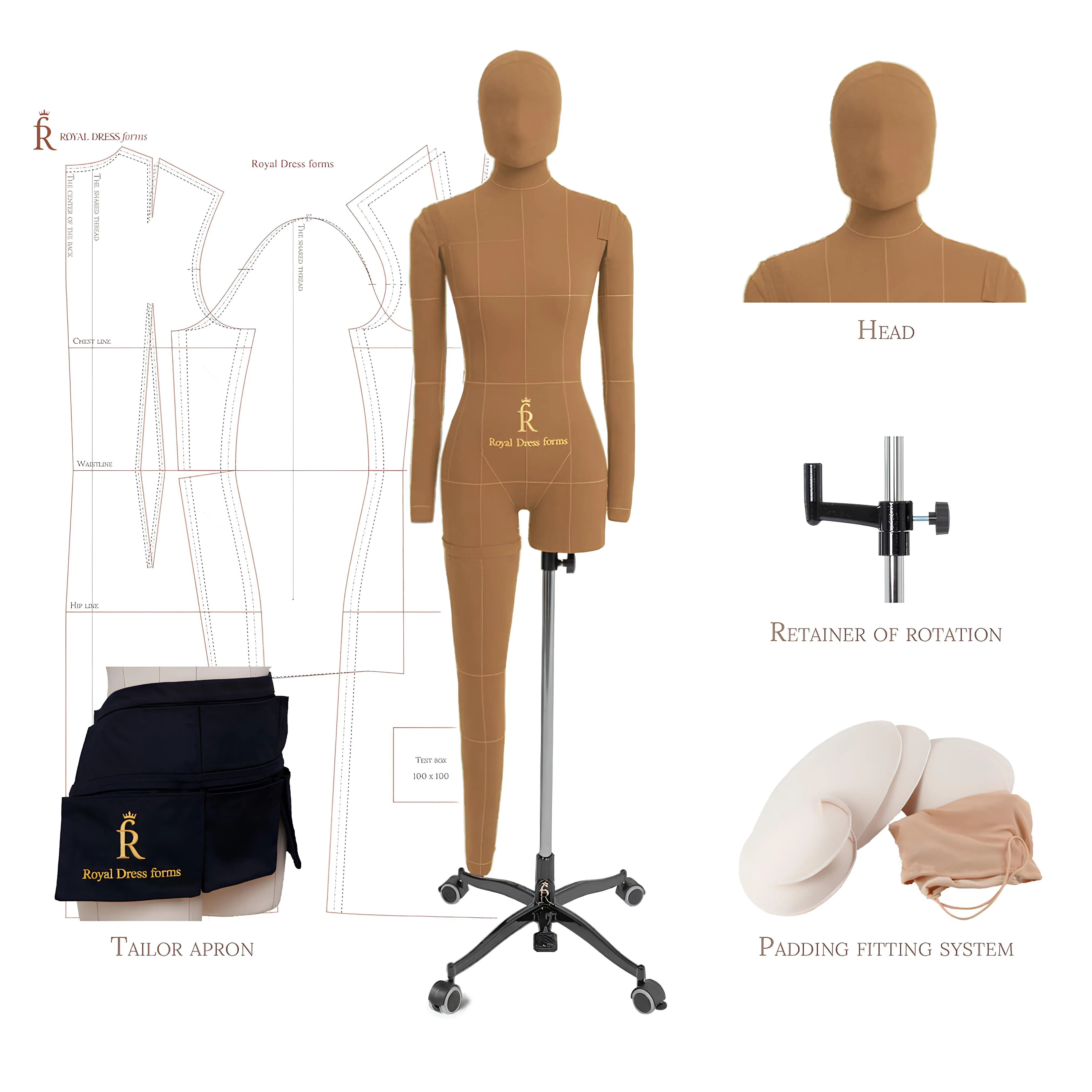 Soft tailor’s dress form Monica, Luxe set
