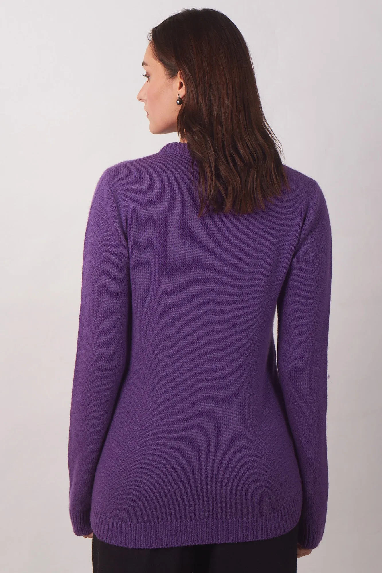 Solid Purple Silk Wool Cashmere Sweater