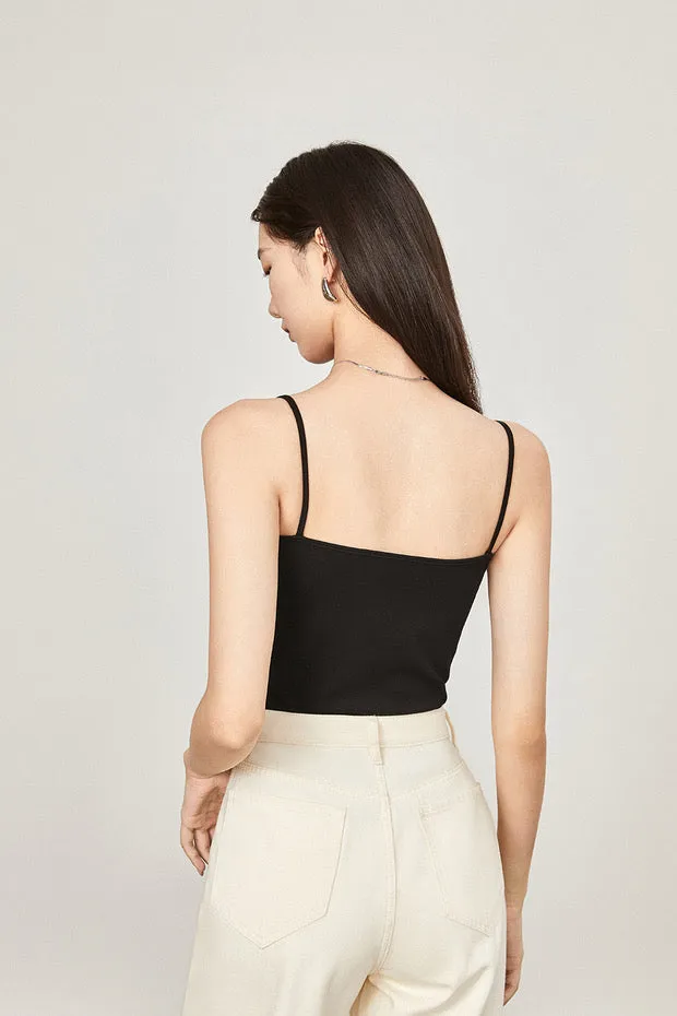 Square Neck Camisole Top in Black