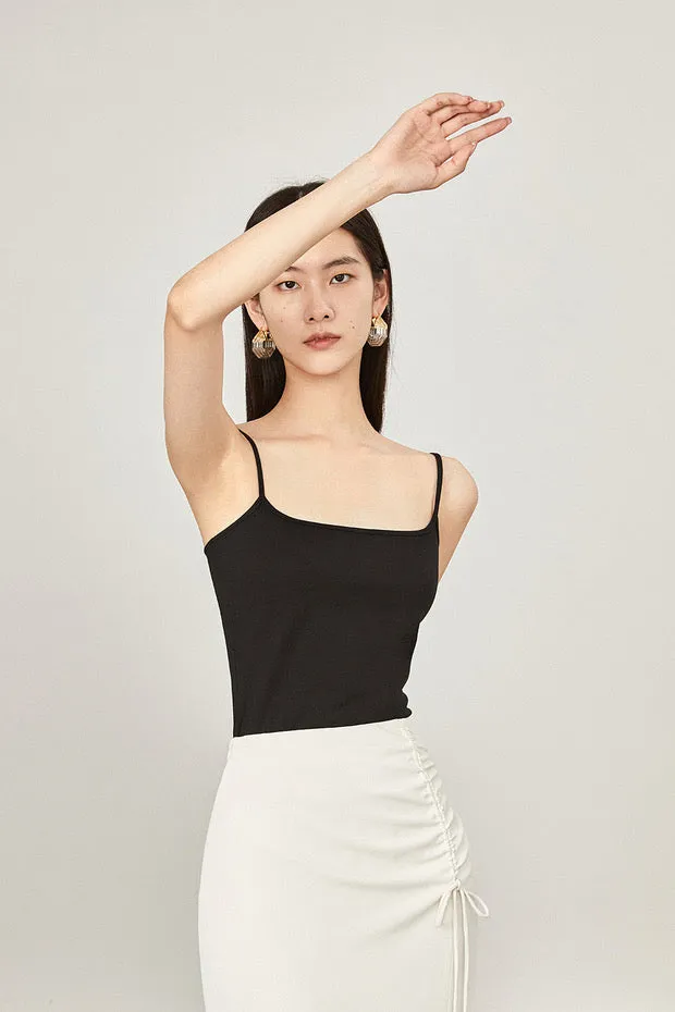 Square Neck Camisole Top in Black