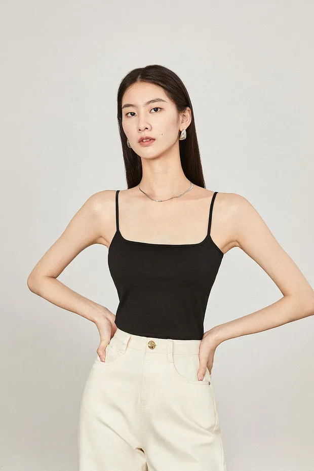 Square Neck Camisole Top in Black