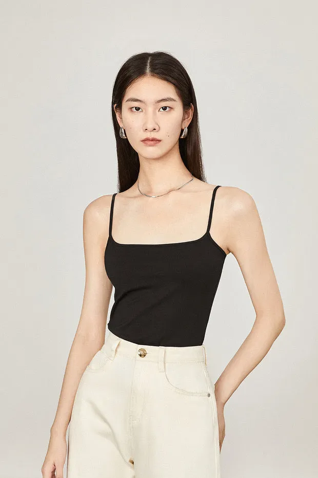 Square Neck Camisole Top in Black