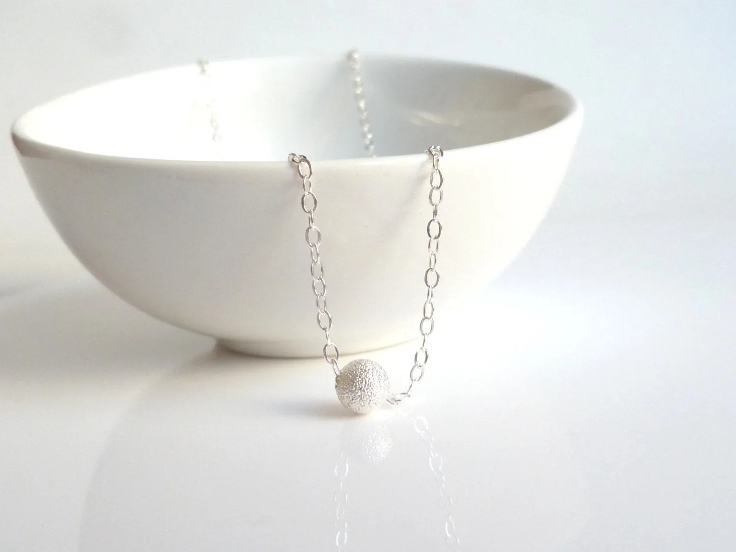 Sterling Silver Ball Necklace, little silver ball necklace, small single ball necklace, plain ball necklace, ball bead necklace, everyday