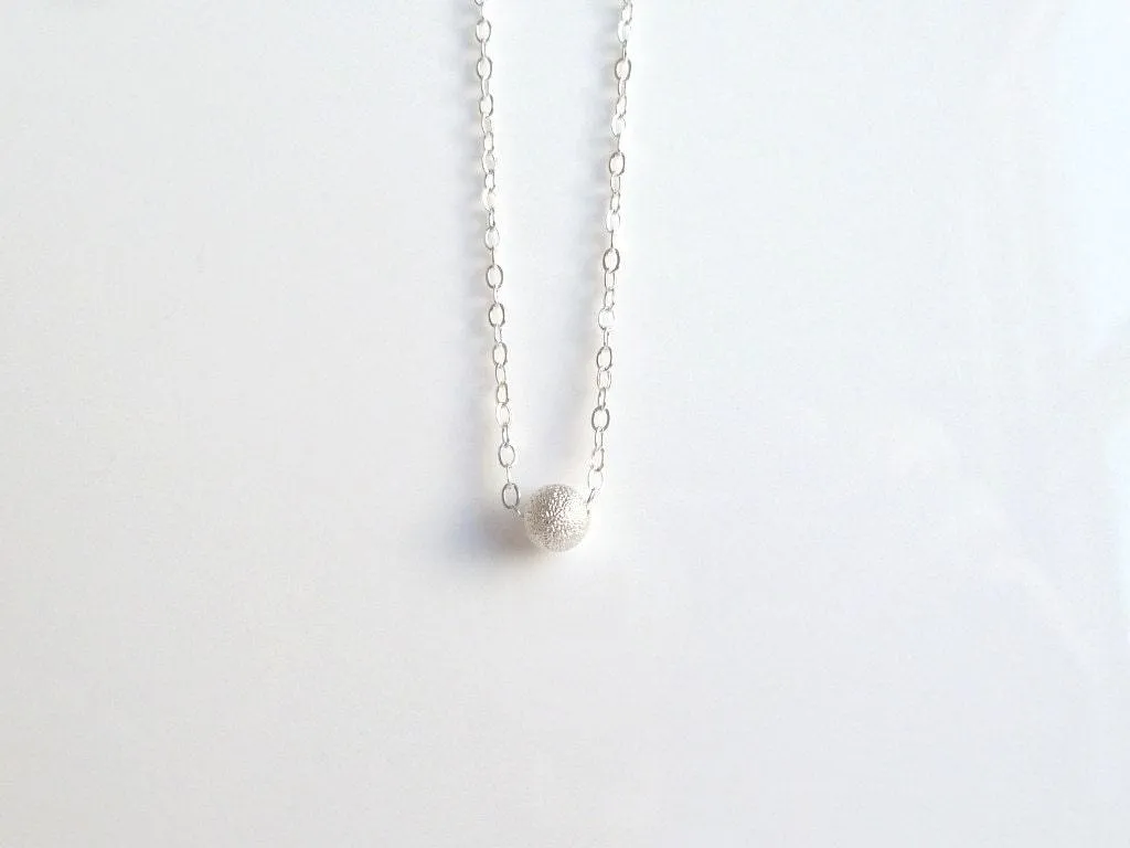 Sterling Silver Ball Necklace, little silver ball necklace, small single ball necklace, plain ball necklace, ball bead necklace, everyday