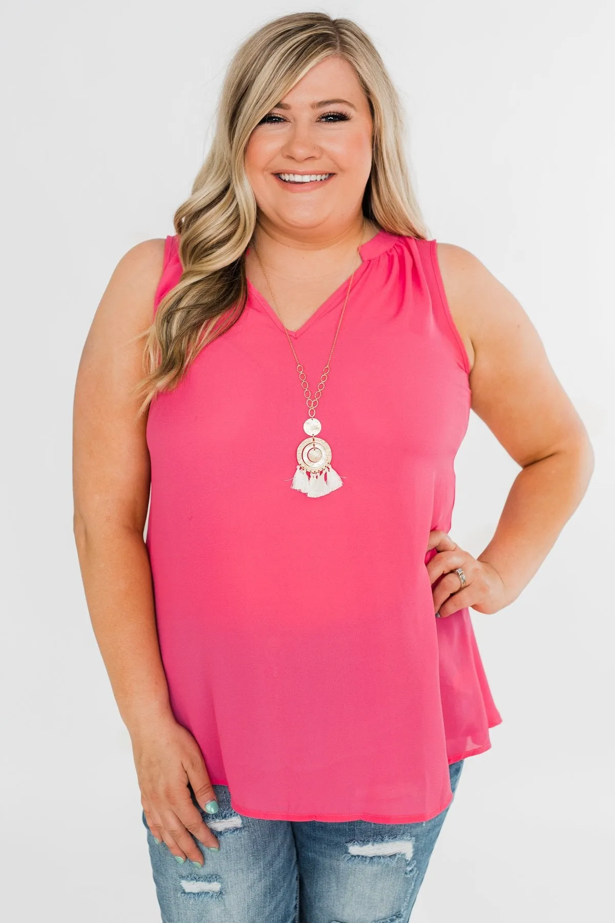 Summer Ready Sheer Pink Tank Top