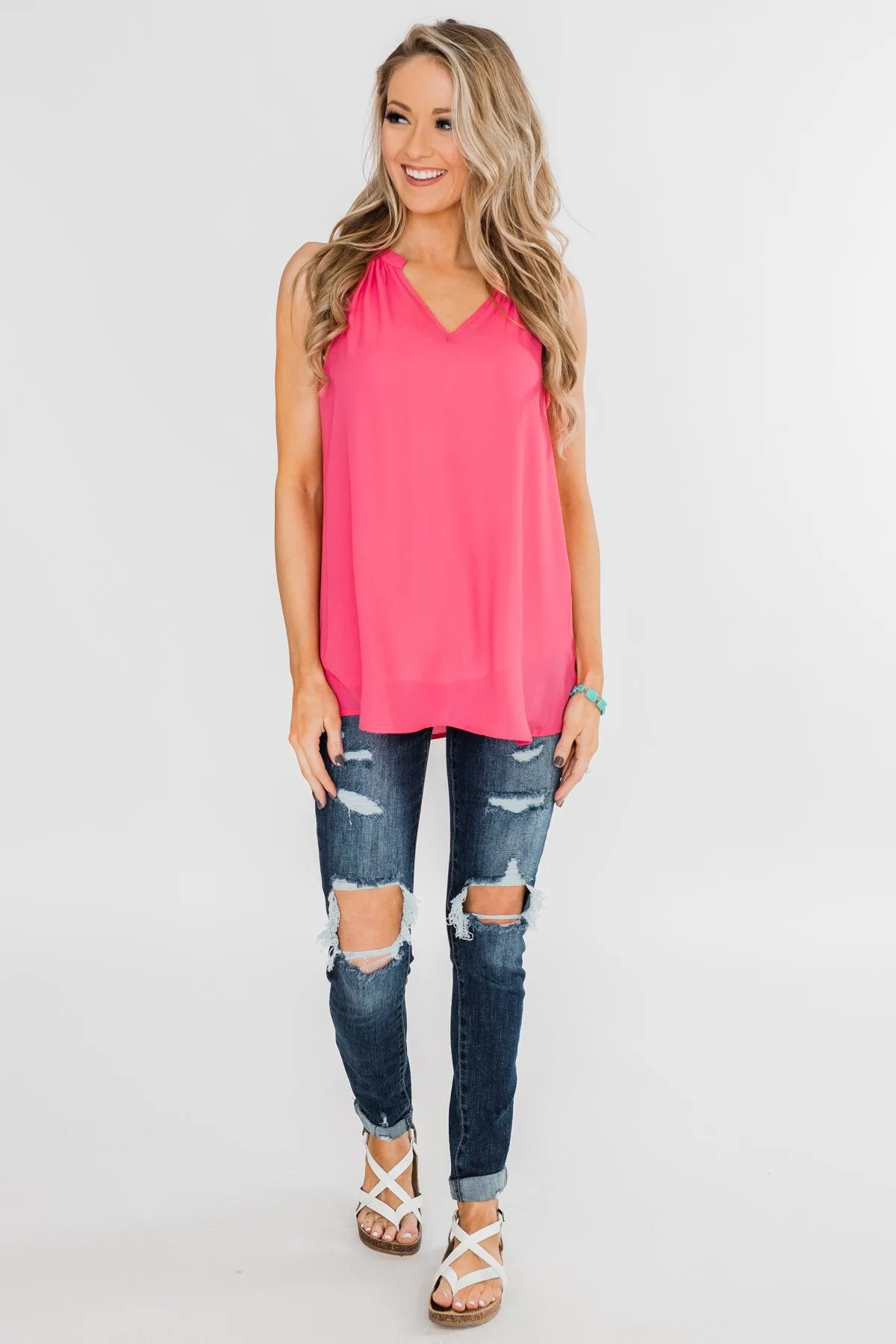 Summer Ready Sheer Pink Tank Top