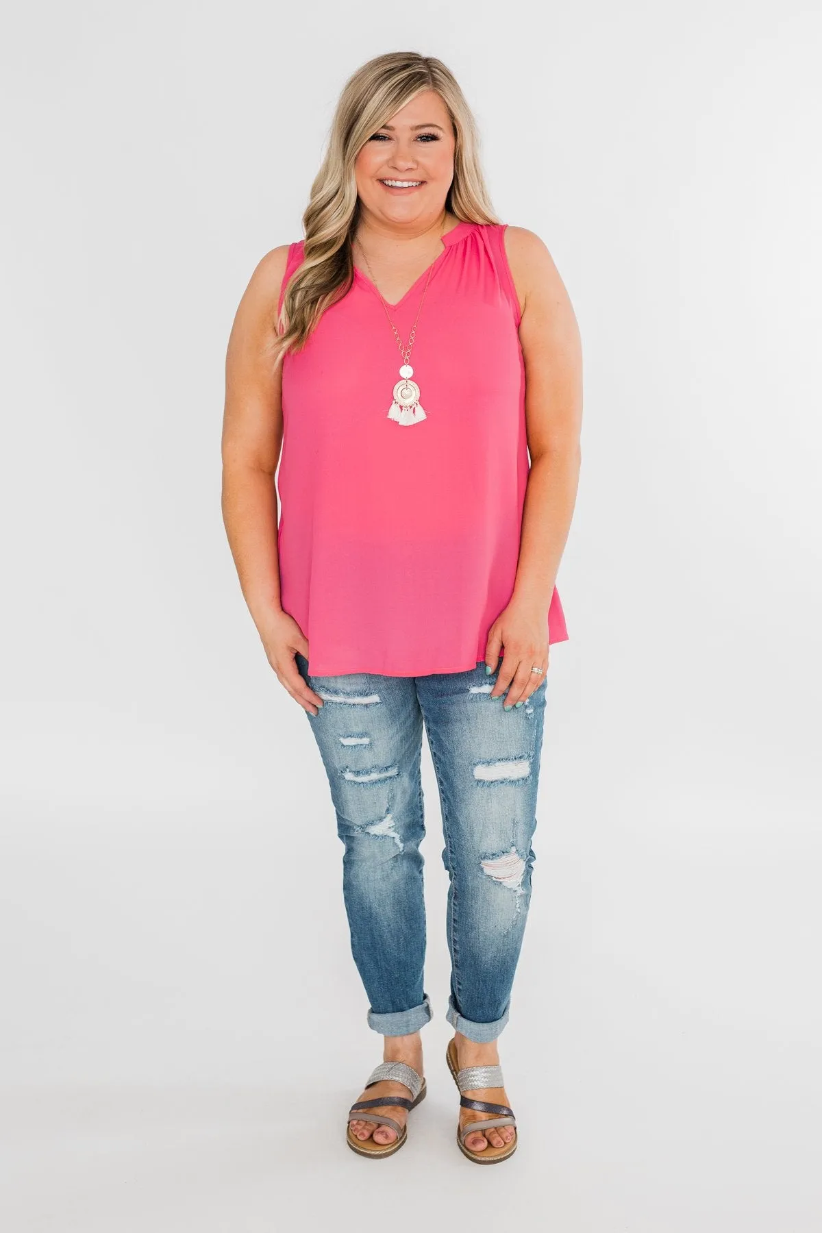 Summer Ready Sheer Pink Tank Top