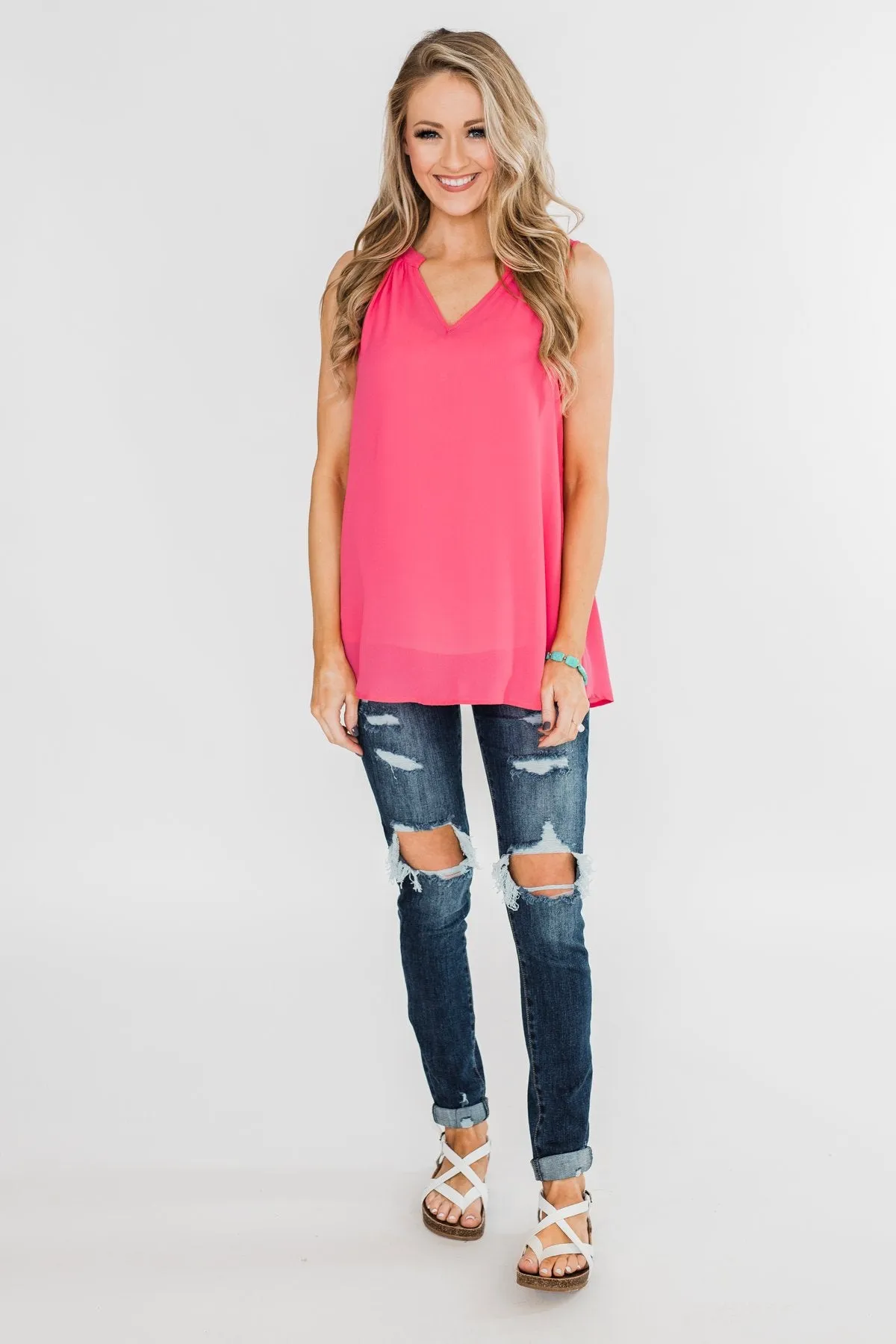 Summer Ready Sheer Pink Tank Top