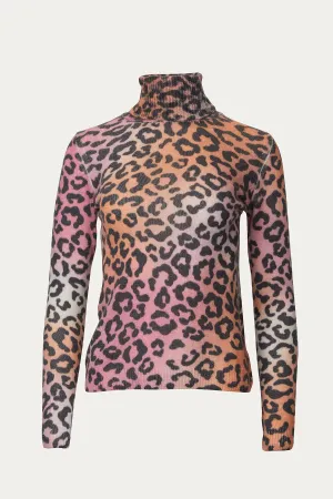 SUNSET LEOPARD ROLL NECK SWEATER