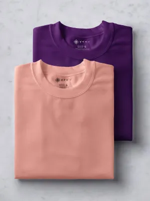 Sunset Pink & Deep Purple T shirts Combo