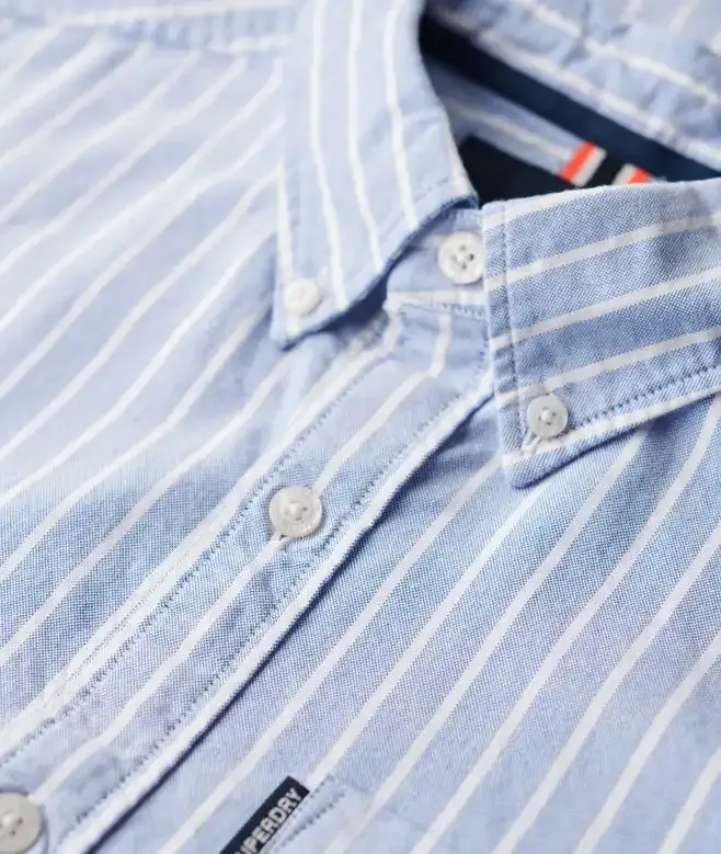 Superdry Mens Oxford Short Sleeve Shirt Broken Blue Stripe