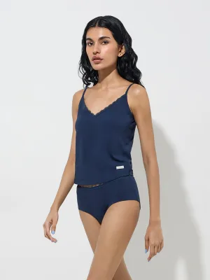 Superstar Navy Lace Cotton-Blend Camisoles - Pack of 2