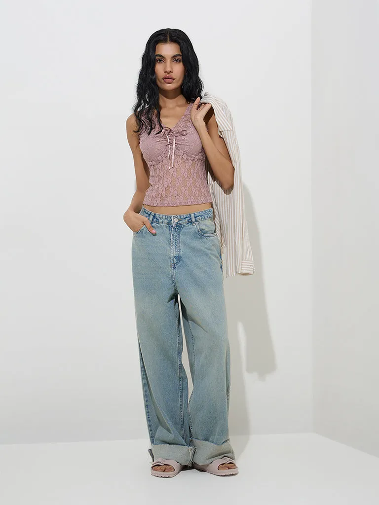 Superstar Taupe Lace Detailed Cotton-Blend Camisole