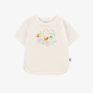 T-shirt crème avec illustration, bébé||Cream T-shirt with illustration, baby