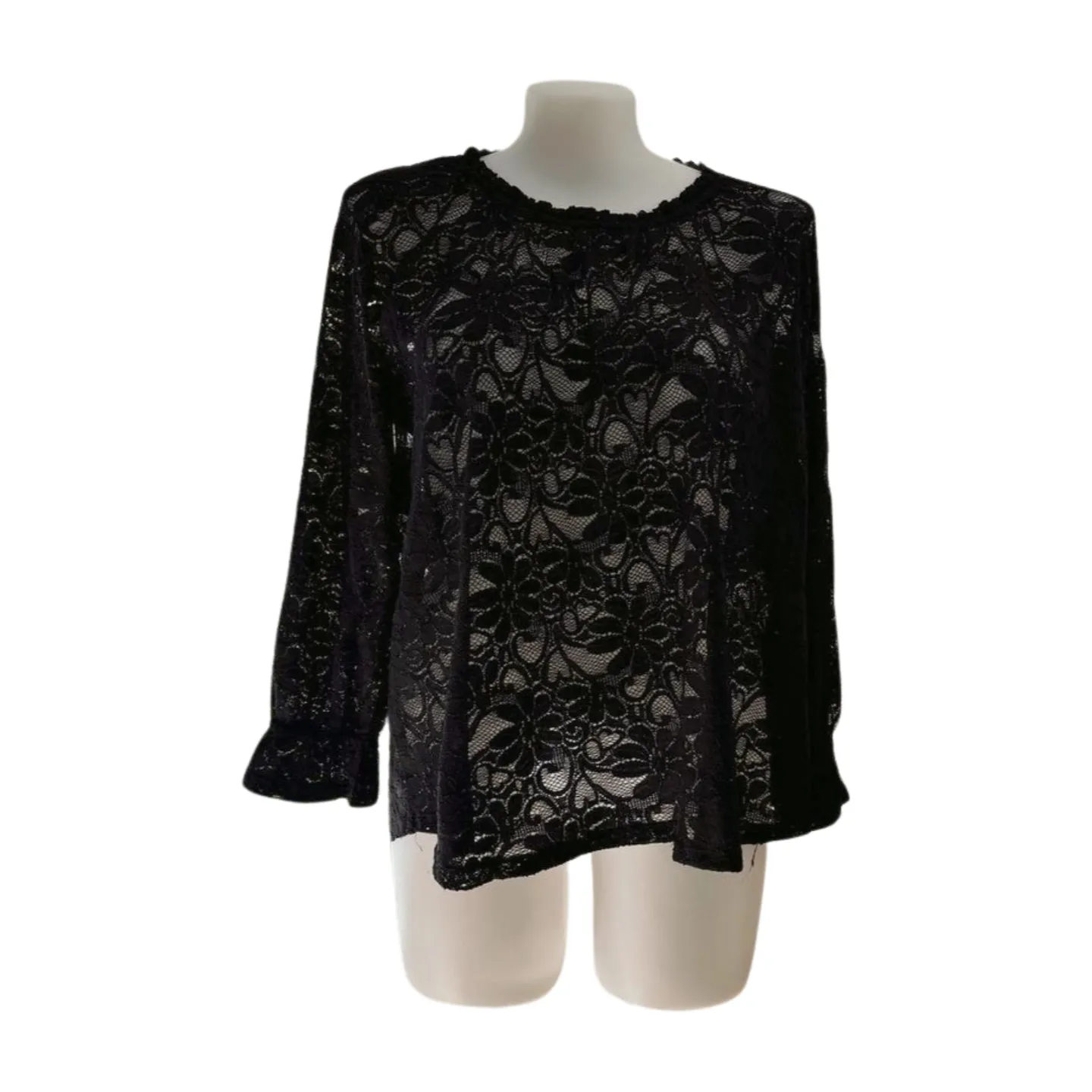 Taking Shape Black Chantilly Lace Evening Overlay Top Size 18