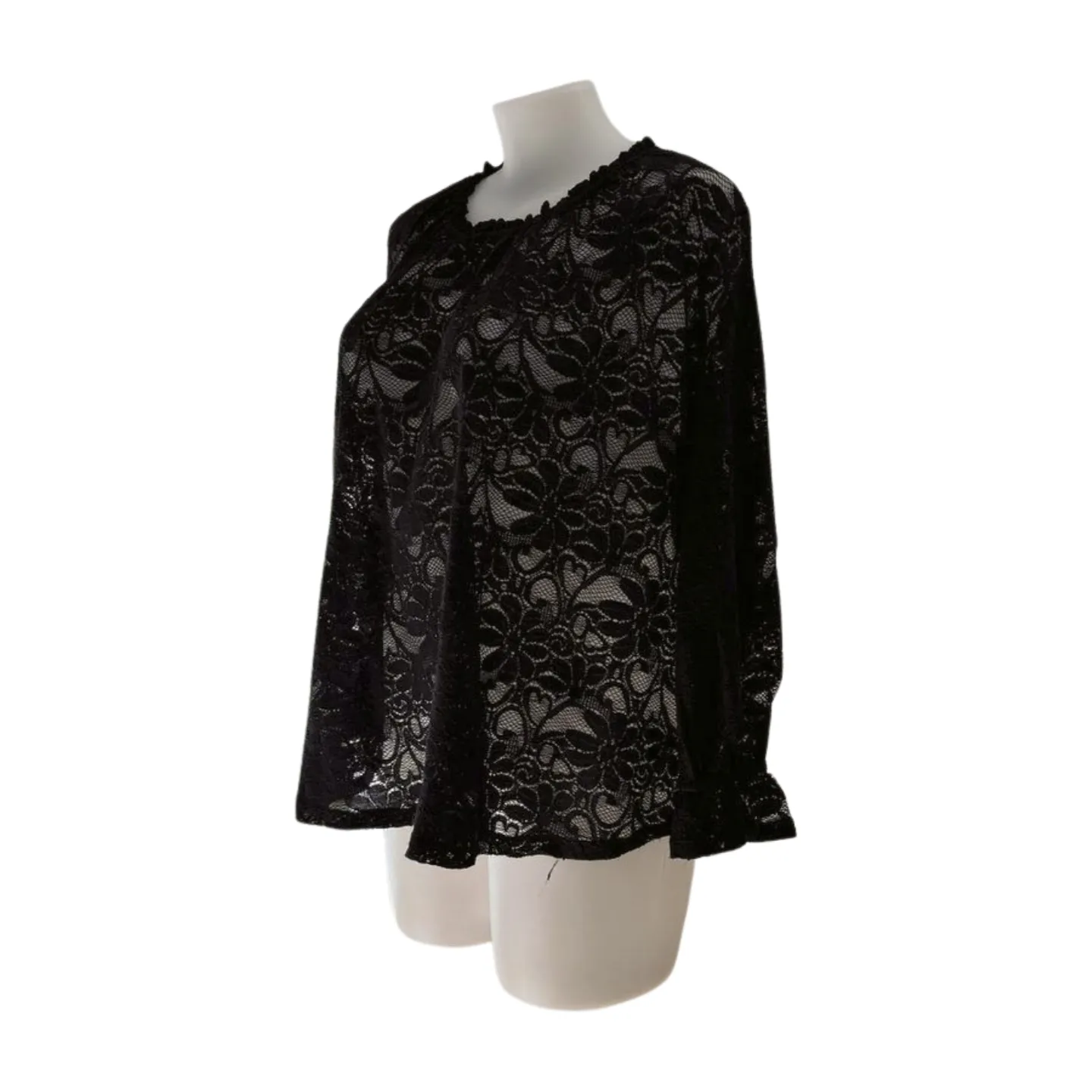 Taking Shape Black Chantilly Lace Evening Overlay Top Size 18