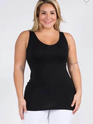 The Becca Reversible V or U Neckline Seamless Tank - Black