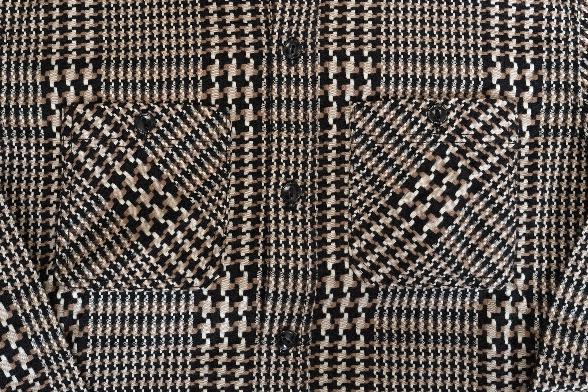 The Flat Head 12oz Glencheck Selvage Flannel Workshirt (Cookie)