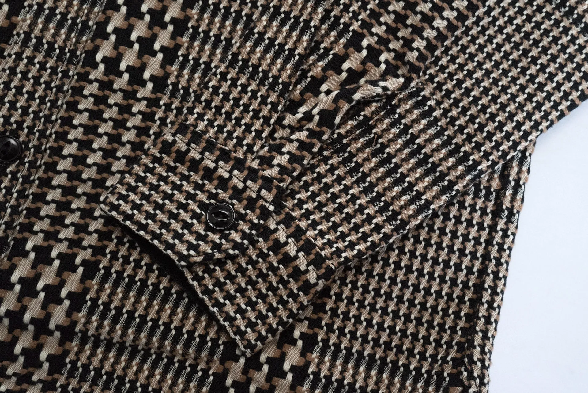 The Flat Head 12oz Glencheck Selvage Flannel Workshirt (Cookie)