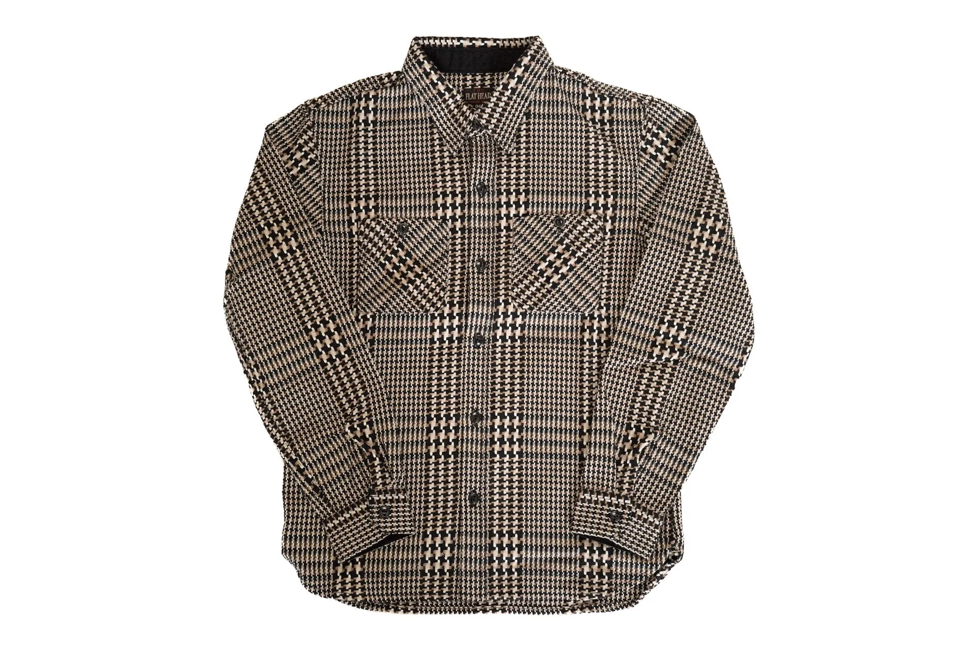 The Flat Head 12oz Glencheck Selvage Flannel Workshirt (Cookie)