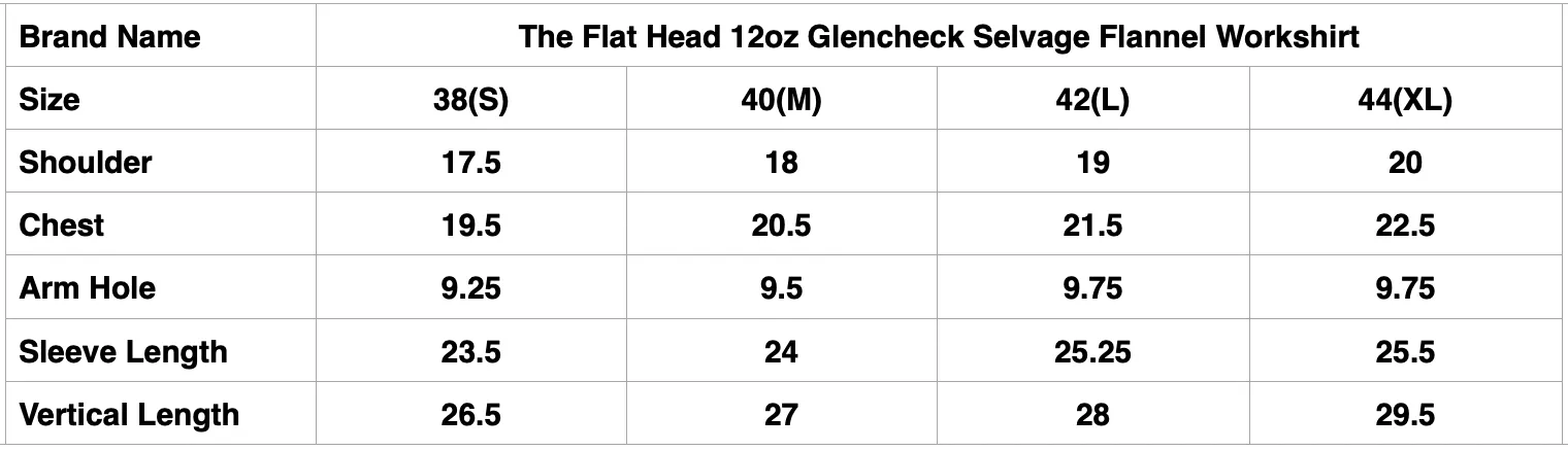 The Flat Head 12oz Glencheck Selvage Flannel Workshirt (Cookie)