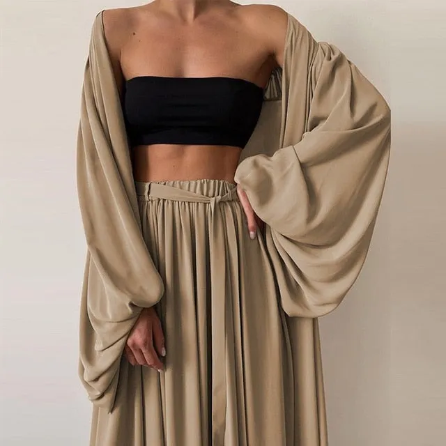 Three Piece Casual Cardigan Tops