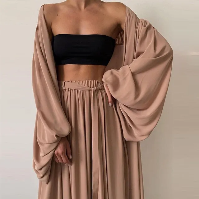 Three Piece Casual Cardigan Tops