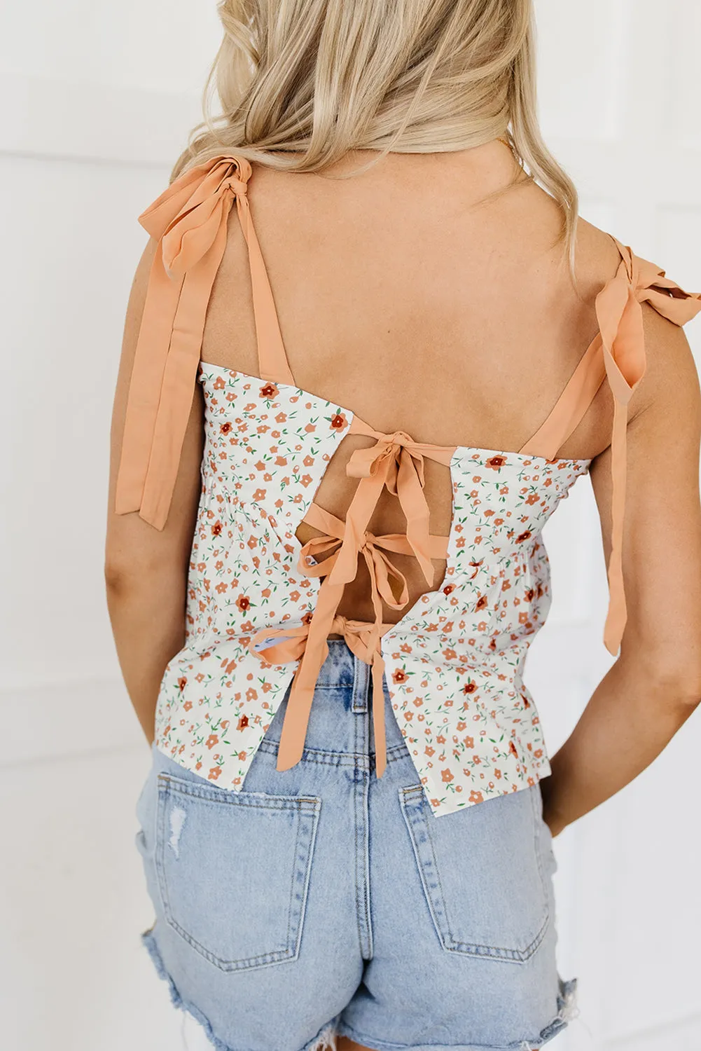 Tied Shoulder Floral Babydoll Tank