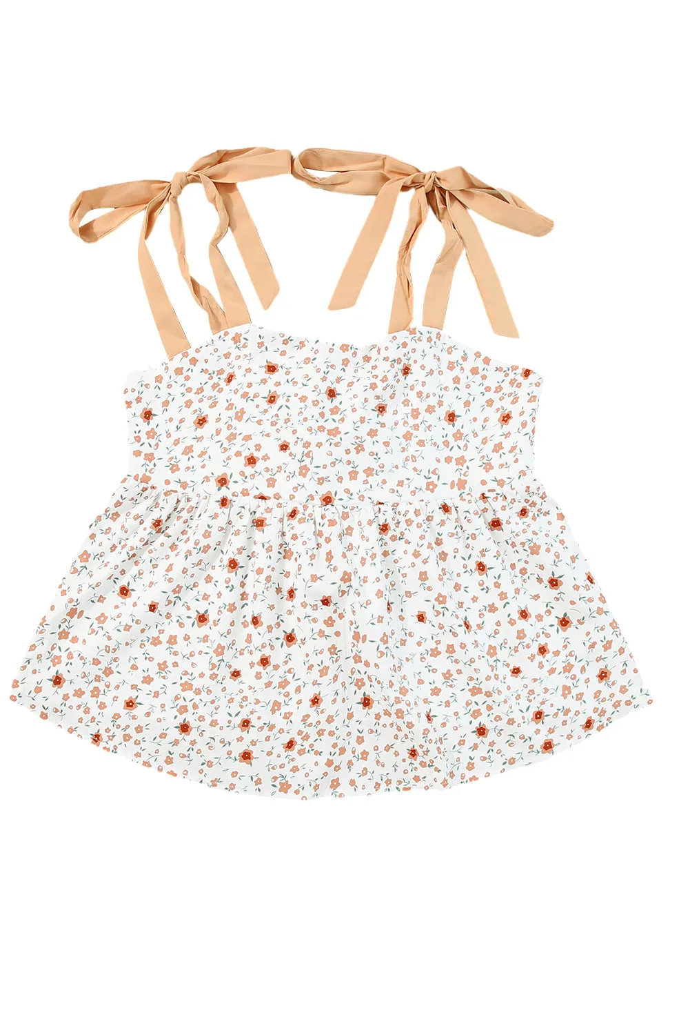 Tied Shoulder Floral Babydoll Tank